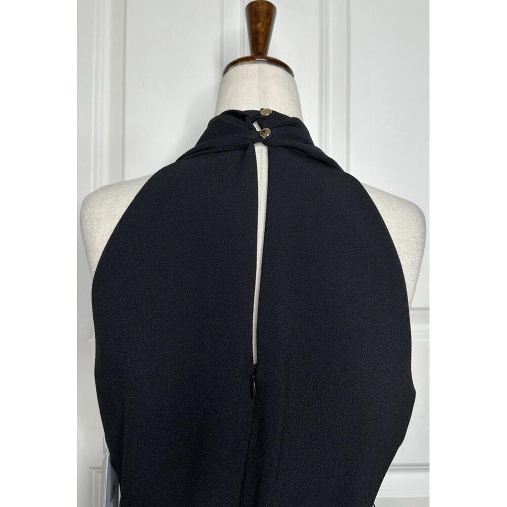 Julia Jordan NWT Womens Halter Neck Wide Leg V Neck Belted Black Jumpsuit Sz 10 - Picture 4 of 9